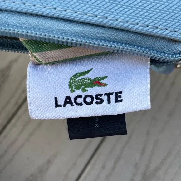 Lacoste Baby Blue Zip Clutch Wristlet Bag Purse Pouch Wallet - Picture 8 of 9